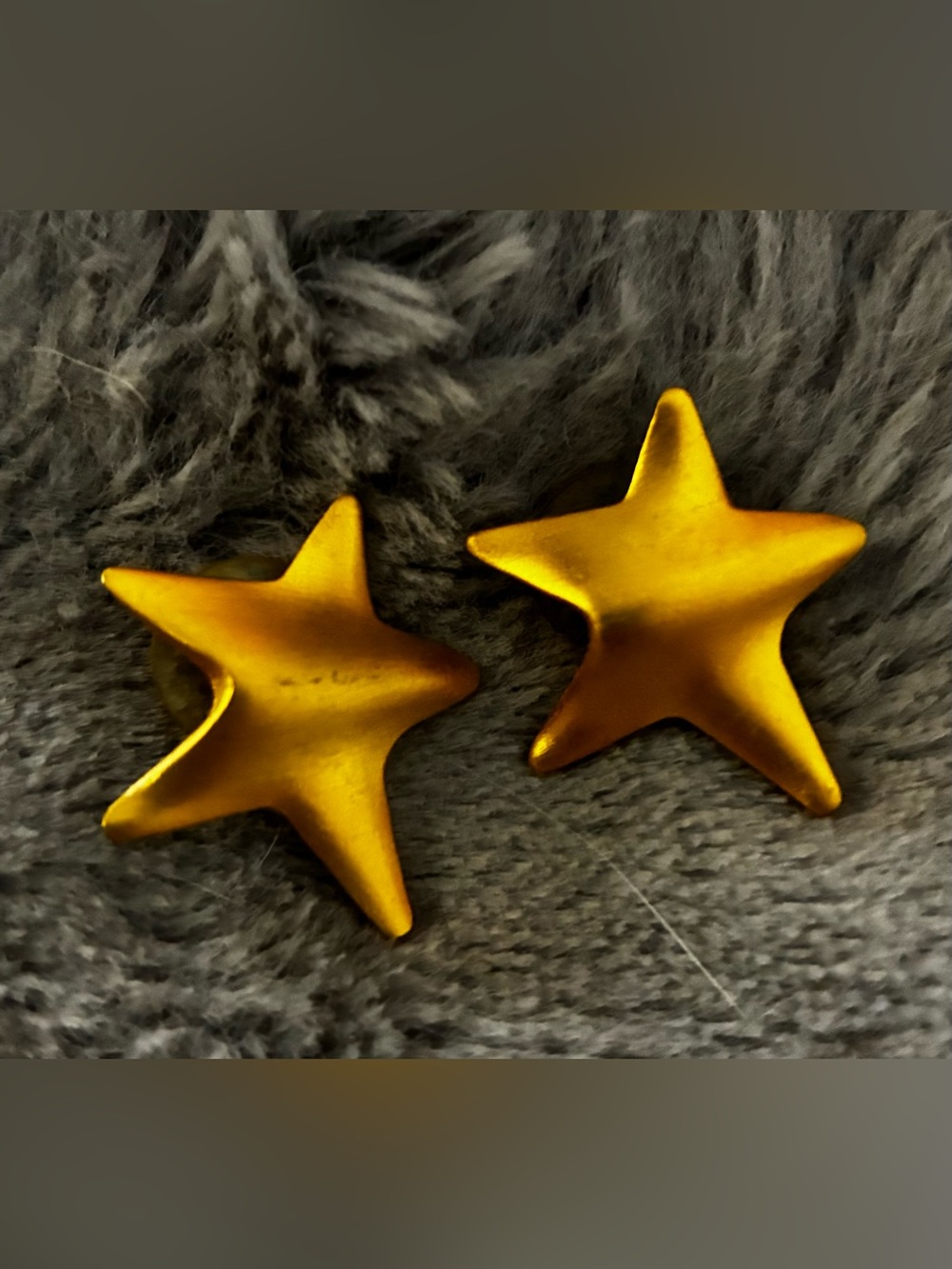 Gold Star Shaped Earrings - Matte Metallic Stars